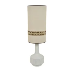 Lampe*Market Set Lampe à poser, Jimmy XL, , Ø36cm, H121cm - blanc, beige et galon à motif