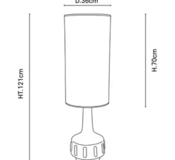 Lampe*Market Set Lampe à poser, Jimmy XL, , Ø36cm, H121cm - blanc, beige et galon à motif