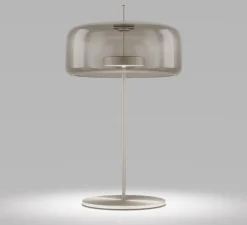 Lampe à poser, JUBE LT G, transparent fumé, laiton mat, LED, dim, 2700K, 2000 lm, L28cm, H65cm - Vistosi