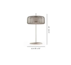 Lampe à poser, JUBE LT G, transparent fumé, laiton mat, LED, dim, 2700K, 2000 lm, L28cm, H65cm - Vistosi