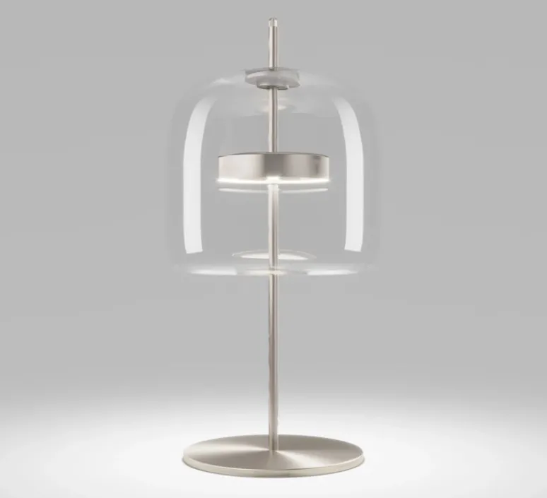 Lampe*Vistosi Lampe à poser, JUBE LT P, , LED, dim, 2700K, 2000 lm, L23cm, H55cm - cristal transparent, laiton mat