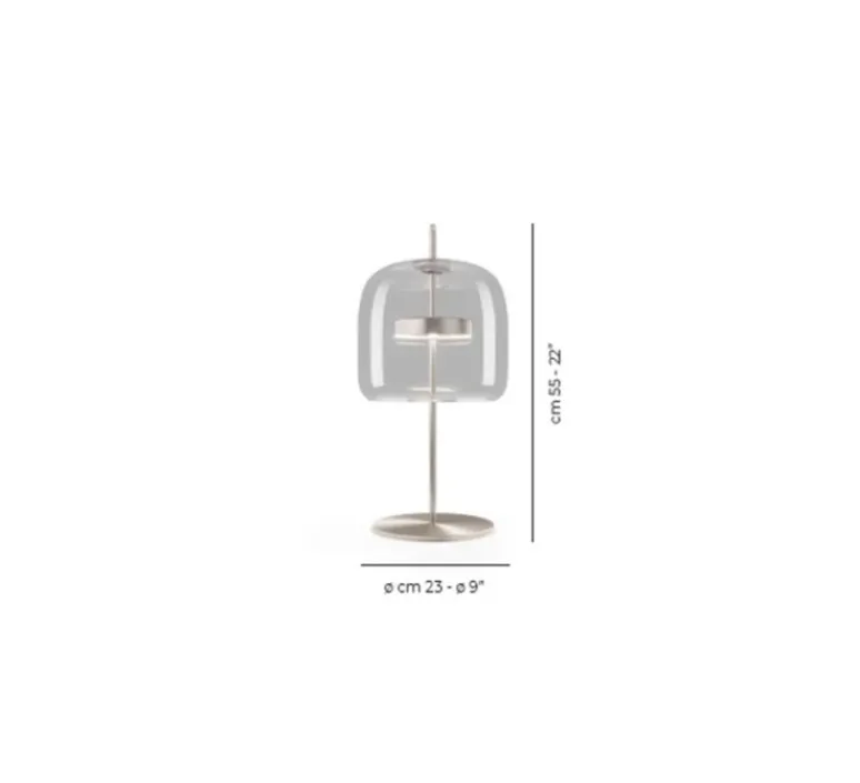 Lampe*Vistosi Lampe à poser, JUBE LT P, , LED, dim, 2700K, 2000 lm, L23cm, H55cm - cristal transparent, laiton mat