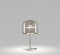 Lampe à poser, JUBE LT S , transparent fumé, laiton mat, LED, dim, 2700K, 1200 lm, Ø16cm, H38cm - Vistosi