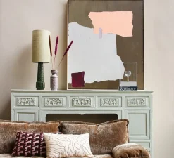 Lampe*HKLIVING Lampe à poser, Jute Cilinder + Retro Stoneware, , Ø22cm, H70cm - HK Living vert jade, vert