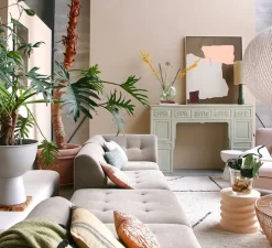 Lampe*HKLIVING Lampe à poser, Jute Cilinder + Retro Stoneware, , Ø22cm, H70cm - HK Living vert jade, vert