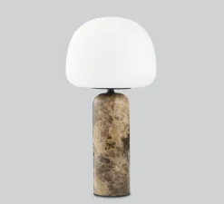 Lampe*Northern Lampe à poser, Kin, , LED, dim, 2700K, 800 lm, Ø20cm, H40cm - blanc mat, marbre marron
