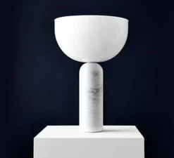 Lampe à poser, Kizu Large, marble blanc, et opalin, H45cm - Ø 30 cm - New Works