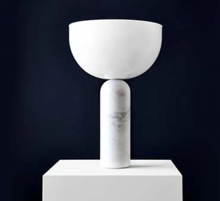 Lampe à poser, Kizu Large, marble blanc, et opalin, H45cm - Ø 30 cm - New Works