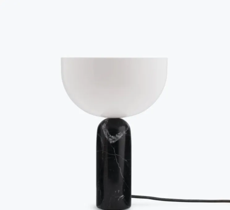 Lampe à poser, Kizu Small, Marbre noir, blanc, Ø25cm, H35cm - New Works