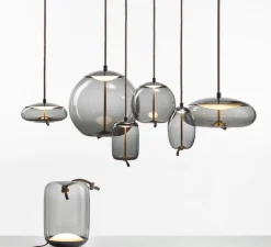 Lampe*Brokis Lampe à poser, KNOT CILINDRO TABLE , , LED, 2700k, 1660lm, Ø30cm, H42cm - gris fumé