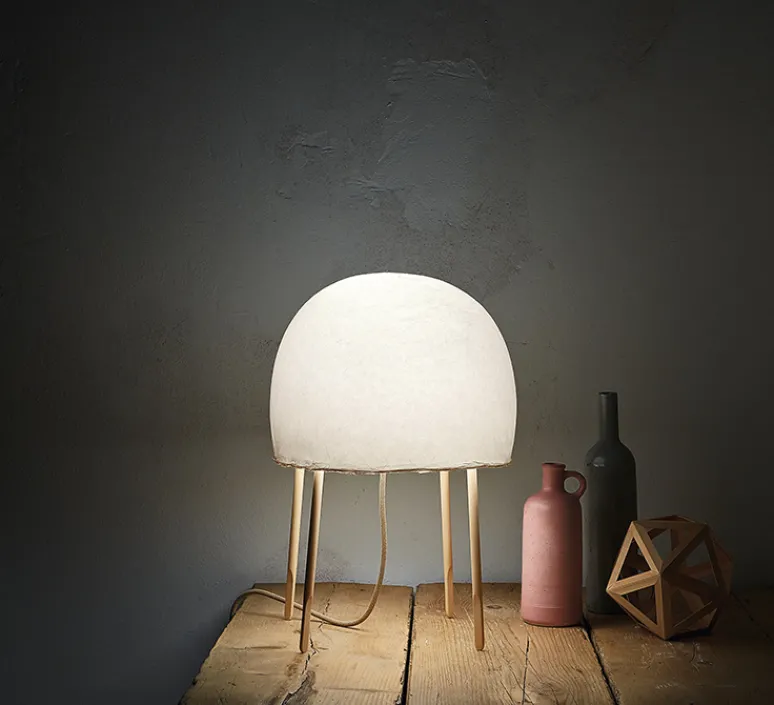 Lampe*Foscarini Lampe à poser, Kurage, , Ø34cm, H49cm - blanc et frêne