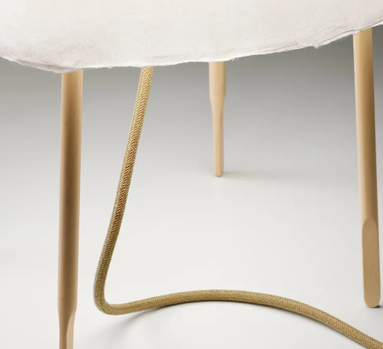 Lampe*Foscarini Lampe à poser, Kurage, , Ø34cm, H49cm - blanc et frêne