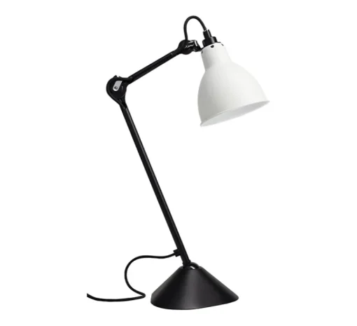 Lampe|Enfants*DCW éditions Paris Lampe à poser, Lampe Gras 205, , L14cm, H59cm - corps noir, abat-jour rond blanc (intérieur blanc)