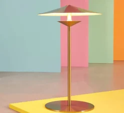 Lampe*Kaishi Lampe à poser, Laos, , LED, 3000K, 700lm, Ø25cm, H40cm - doré