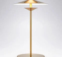 Lampe*Kaishi Lampe à poser, Laos, , LED, 3000K, 700lm, Ø25cm, H40cm - doré