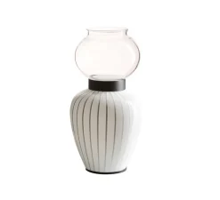 Lampe à poser, Layla, Blanc, verre cristal, LED, 3000K, 983 lm, Ø17cm, H33cm - MM Lampadari