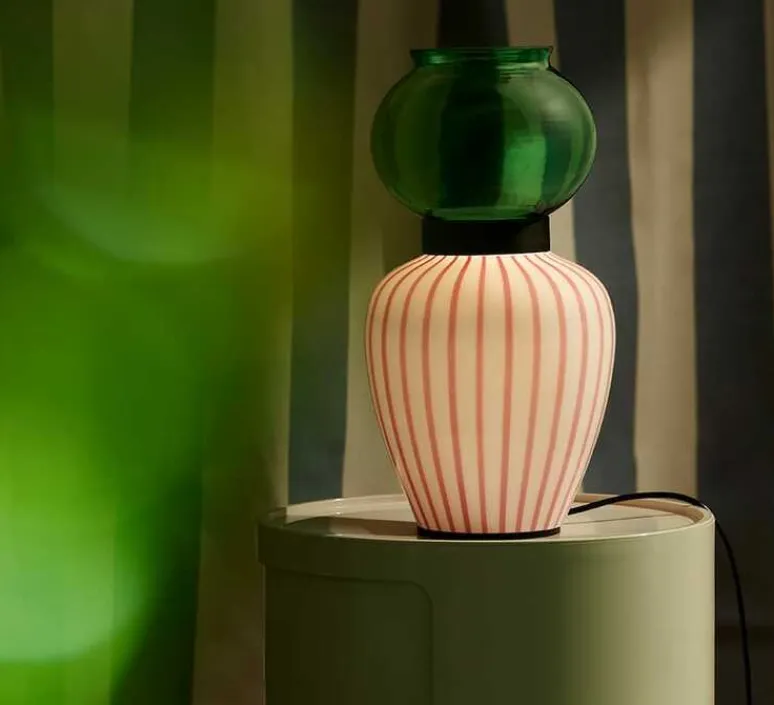 Lampe*MM Lampadari Lampe à poser, Layla, , LED, 3000K, 983 lm, Ø17cm, H33cm - Ruby, verre emeraude