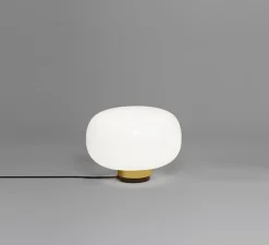 Lampe*Tooy Lampe à poser, Legier 557.34, , IP40, LED, 2700K, 800lm, Ø35cm, H26cm - verre opalin blanc et base laiton brossé