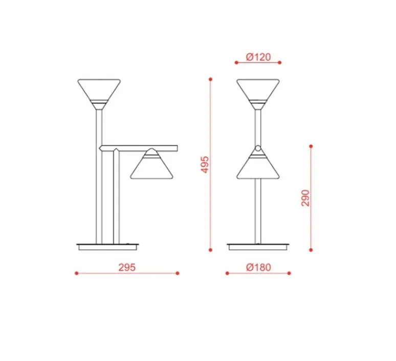 Lampe*Tooy Lampe à poser, Lifa, 565.32, , IP40, LED, 2700K, 700 lm, L18cm, H49,5cm - or chaud, globes opalin et transparent