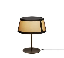 Lampe*Tooy Lampe à poser, Lilly, 558.32, , Ø50cm, H60cm - noir texturé, tissu beige et maille noire