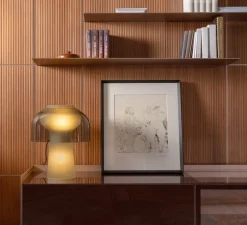 Lampe à poser, Lilly, verre fumé, gris fumé, Ø36cm, H48cm - Karman