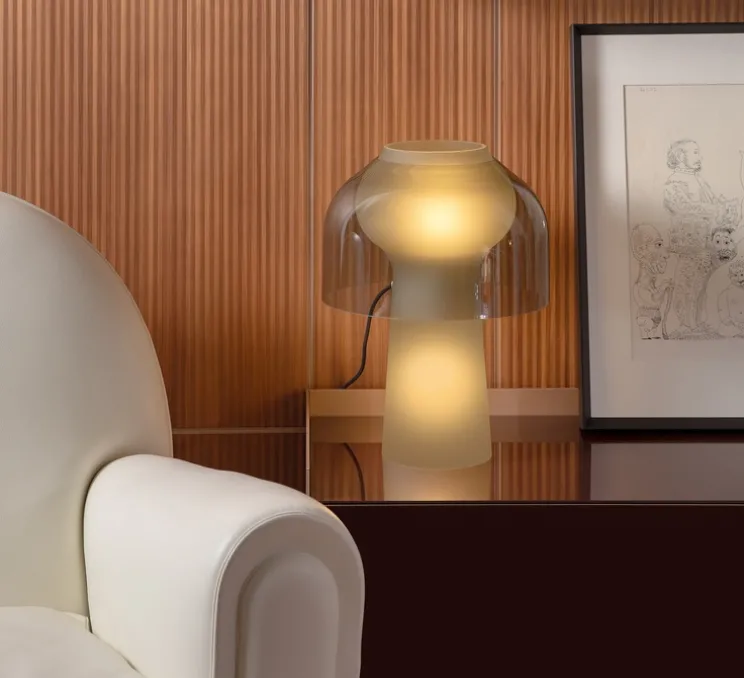 Lampe à poser, Lilly, verre fumé, gris fumé, Ø36cm, H48cm - Karman