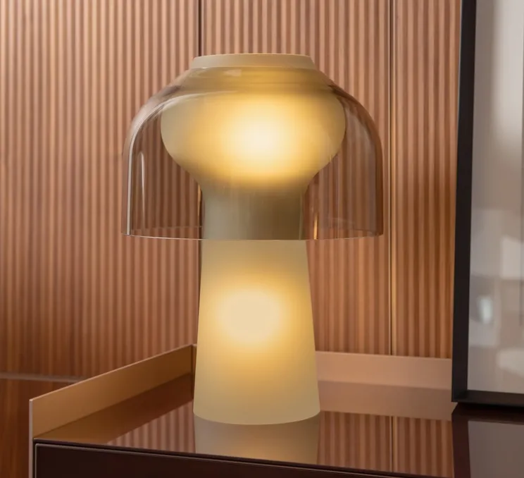 Lampe à poser, Lilly, verre fumé, gris fumé, Ø36cm, H48cm - Karman