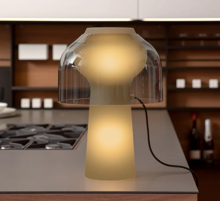 Lampe à poser, Lilly, verre fumé, gris fumé, Ø36cm, H48cm - Karman