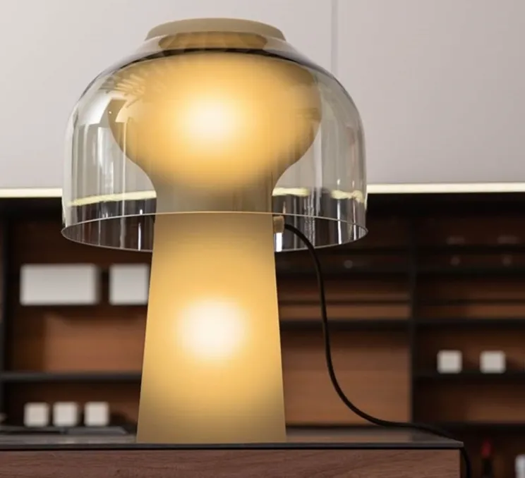 Lampe à poser, Lilly, verre fumé, gris fumé, Ø36cm, H48cm - Karman