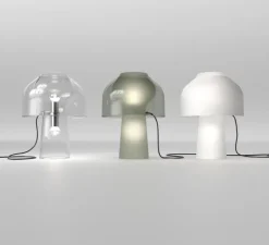 Lampe à poser, Lilly, verre givré, blanc mat, Ø36cm, H48cm - Karman