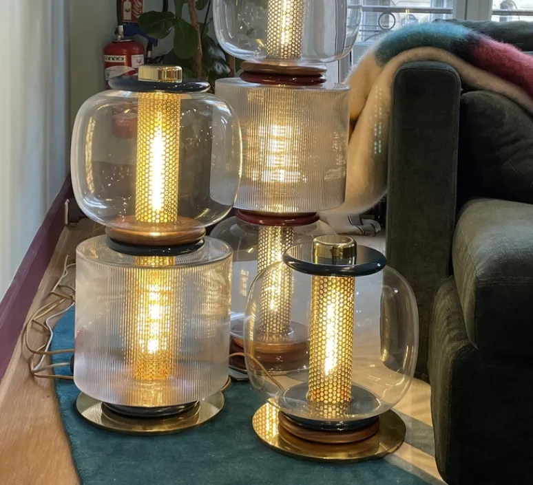 Lampe*Sarah Lavoine Lampe à poser, Loulou 2 modules, , Ø34cm, H72cm - Bleu minuit