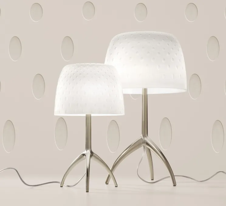 Lampe à poser, Lumiere Grande 30th Bulles dimmer, blanc, or, Ø26cm, H45cm - Foscarini