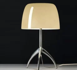 Lampe*Foscarini Lampe à poser, Lumiere piccola, , aluminium, Ø20cm, H35cm - beige