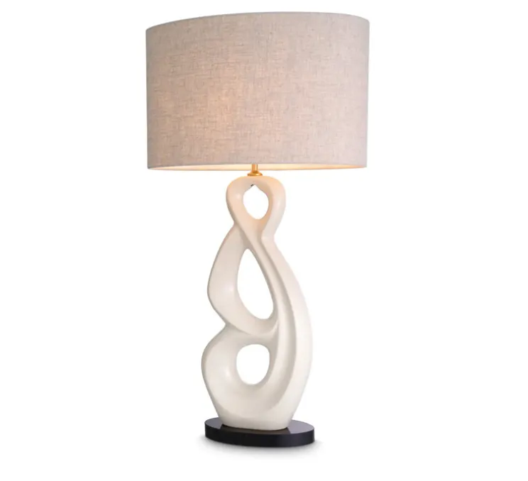 Lampe à poser, Macias, blanc craquelé, laiton antique, granite noir, L50cm, H89cm - Eichholtz