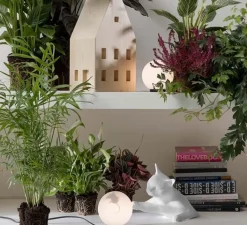 Lampe*Karman Lampe à poser, Maoo, , L30cm, H20cm - blanc mat, verre givré