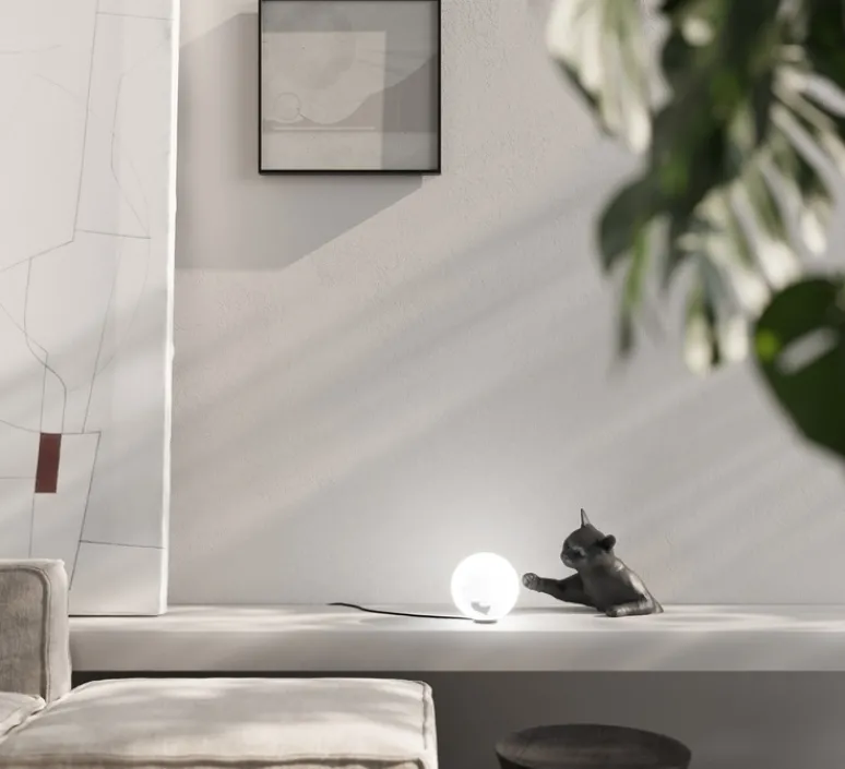 Lampe*Karman Lampe à poser, Maoo, , L30cm, H20cm - gris charbon mat, verre givré