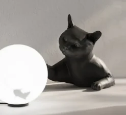 Lampe*Karman Lampe à poser, Maoo, , L30cm, H20cm - gris charbon mat, verre givré