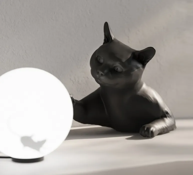 Lampe*Karman Lampe à poser, Maoo, , L30cm, H20cm - gris charbon mat, verre givré