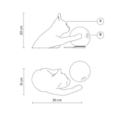 Lampe*Karman Lampe à poser, Maoo, , L30cm, H20cm - gris charbon mat, verre givré