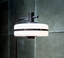 Lampe*Bert frank Lampe à poser, Masina 200, , Ø20cm, H38,3cm - bronze, base blanche et câble noir