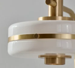 Lampe*Bert frank Lampe à poser, Masina 200, , Ø20cm, H38,3cm - laiton brossé, base satin dove et câble crème