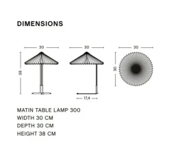 Lampe à poser, Matin 300, bleu placid, base miroir, LED, dim, 2800K, 150 lm, Ø30cm, H38cm - HAY