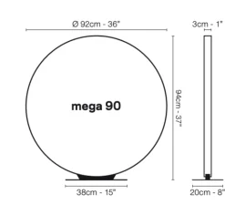 Lampe*Le Deun Lampe à poser, mega 90, , LED, 2700K, 1584lm, Ø92cm, H94cm - noir