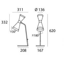 Lampe*Stilnovo Lampe à poser, Megafono , , P31,1cm, H62cm - ivoire, laiton