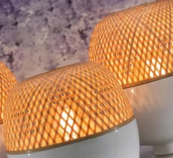 Lampe à poser, Mekong L, blanc, bambou, H33cm, Ø30cm - Good&Mojo