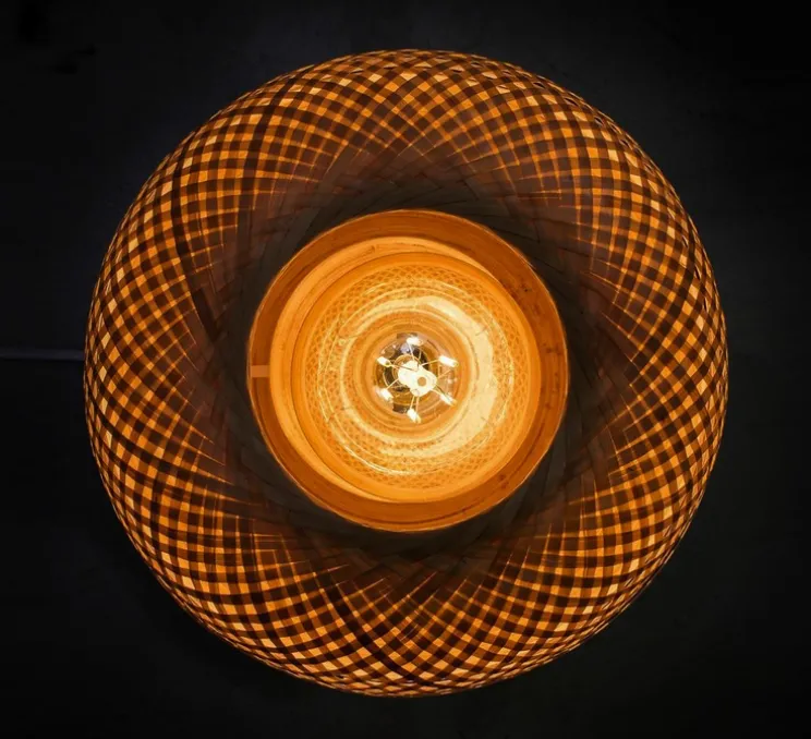 Lampe à poser, Mekong L, blanc, bambou, H33cm, Ø30cm - Good&Mojo