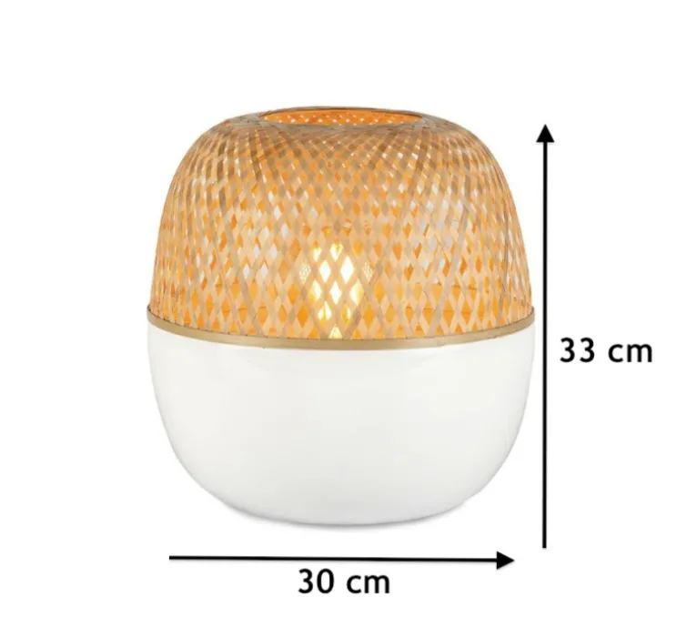 Lampe à poser, Mekong L, blanc, bambou, H33cm, Ø30cm - Good&Mojo