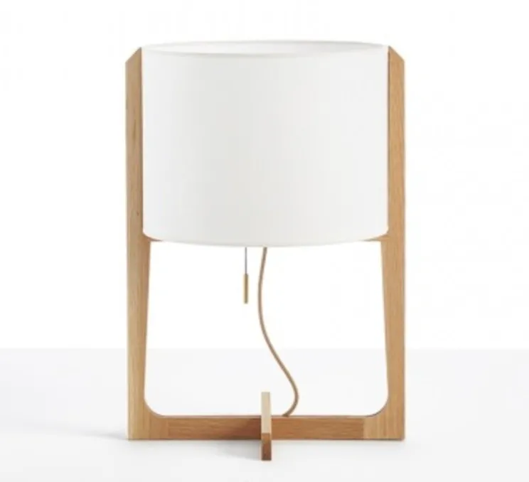 Lampe à poser, Melina, blanc, chêne, Ø33cm, H53cm - Carpyen