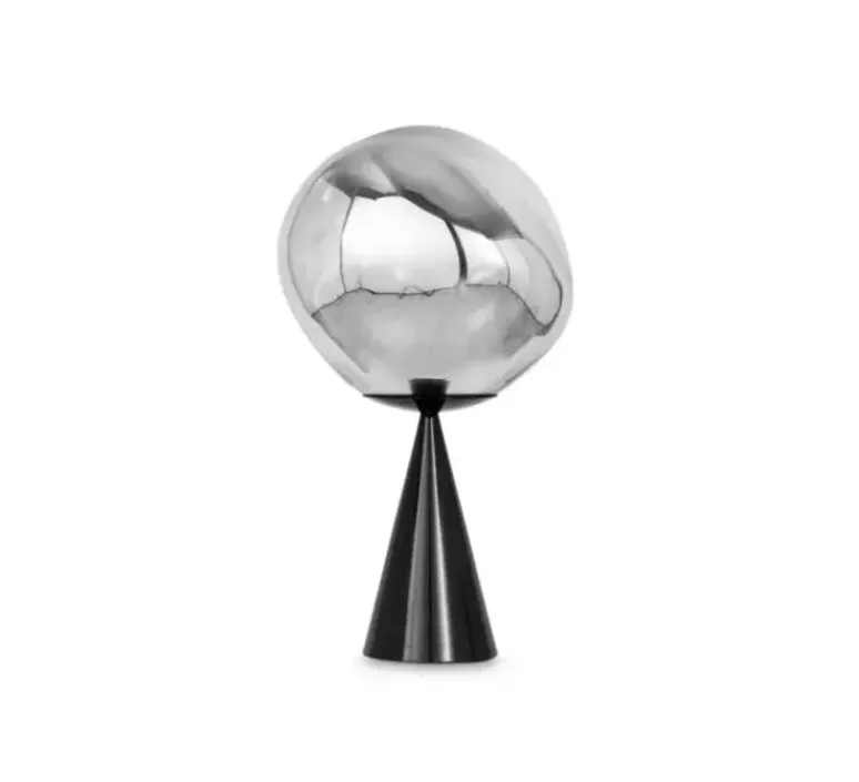 Lampe*Tom Dixon Lampe à poser, Melt Cone Fat, , LED, dim, 3000K, 800 lm, Ø25cm, H46,5cm - argent