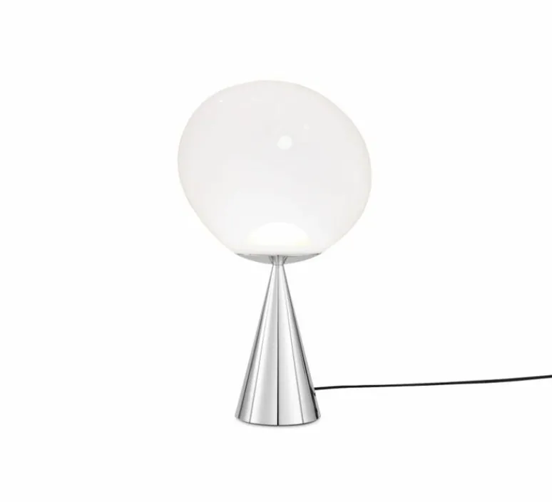 Lampe*Tom Dixon Lampe à poser, Melt Cone Fat, , LED, dim, 3000K, 800 lm, Ø25cm, H64,5cm - opal, argent